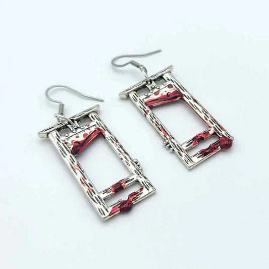 Bloody Guillotine Earrings - Gothic Weapon-Inspired Jewelry