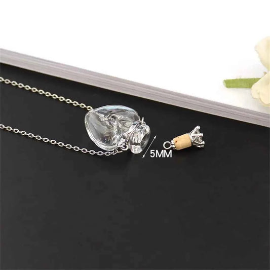 Clear Heart Bottle Necklace - Essential Oil Pendant Jewelry