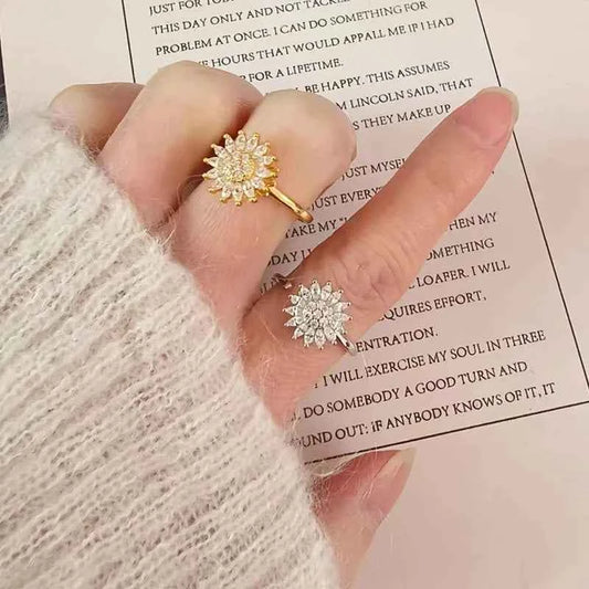 Fashion Sunflower Rings for Women - Stunning Crystal Accents