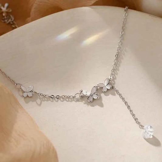 Silver Butterfly Anklet - Delicate Silver Color Design for Elegant Footwear
