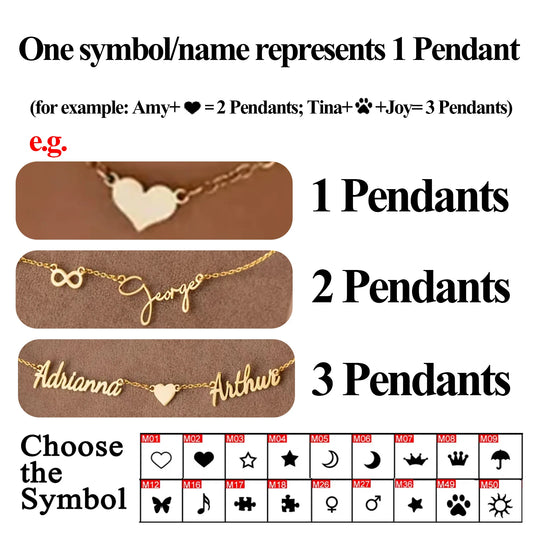 Lemegeton Custom Name Necklace for Women - Personalized Multiple Name Pendant Stainless Steel Jewelry Gifts for Girls and Family