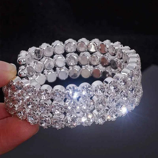 Elevate Your Style with Luxury Rhinestone Bracelets – Sparkle and Shine 3 layers 54-56mm