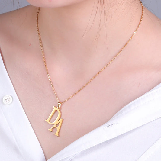 Lemegeton Personalized Name Necklace Custom Initial Letter Necklaces for Women - Stainless Steel Personalized Nameplate Gift