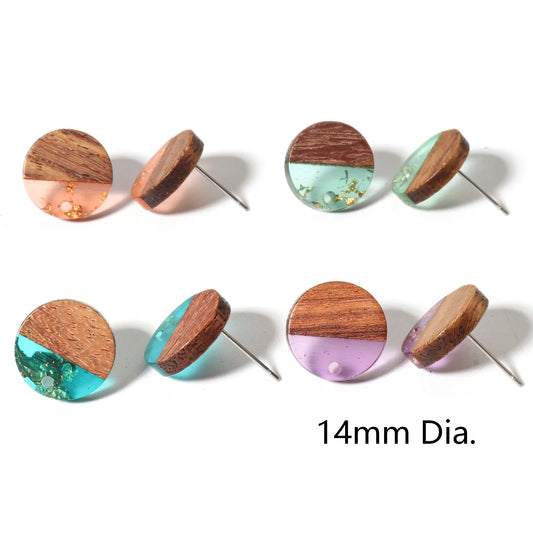 10PCs Wood Effect Resin Earrings - Stylish Stud Ear Posts