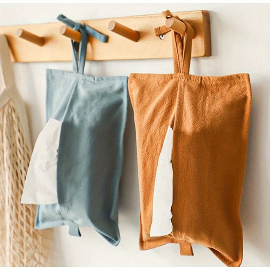 Tissue Storage Bag Drawer Box – Fabric Wall Mounted Tissue Holder for Car, Home, Living Room, and Desktop Storage