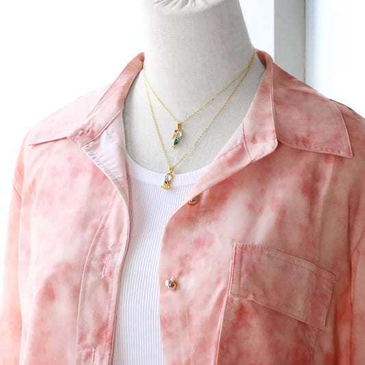 FLOLA Lovely Pink Crystal Princess Necklace for Women and Girls - Elegant Gift Idea