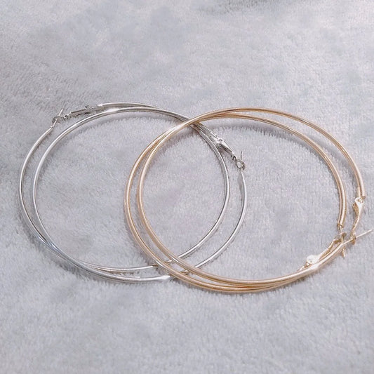 8/10mm Large Circle Hoop Earrings in Silver Color for Women - Stylish and Elegant