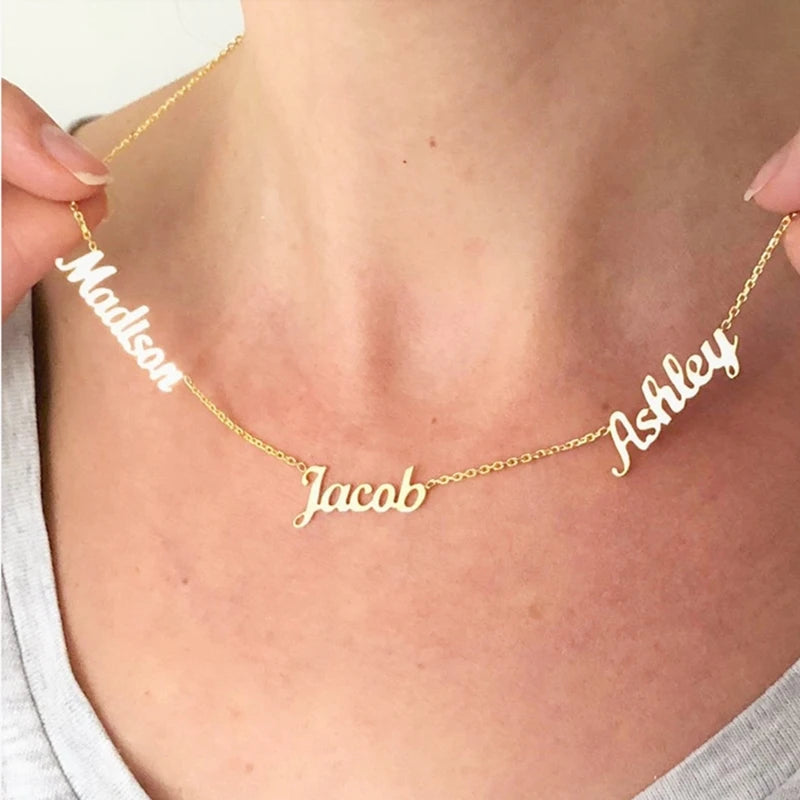 Custom Family Member Name Necklace - Personalized Stainless Steel Choker for Mom Gifts - Handmade Nameplate Pendant - Unique Keepsake for Pet Lovers and USB Rechargeable Dog Paw Cleaner