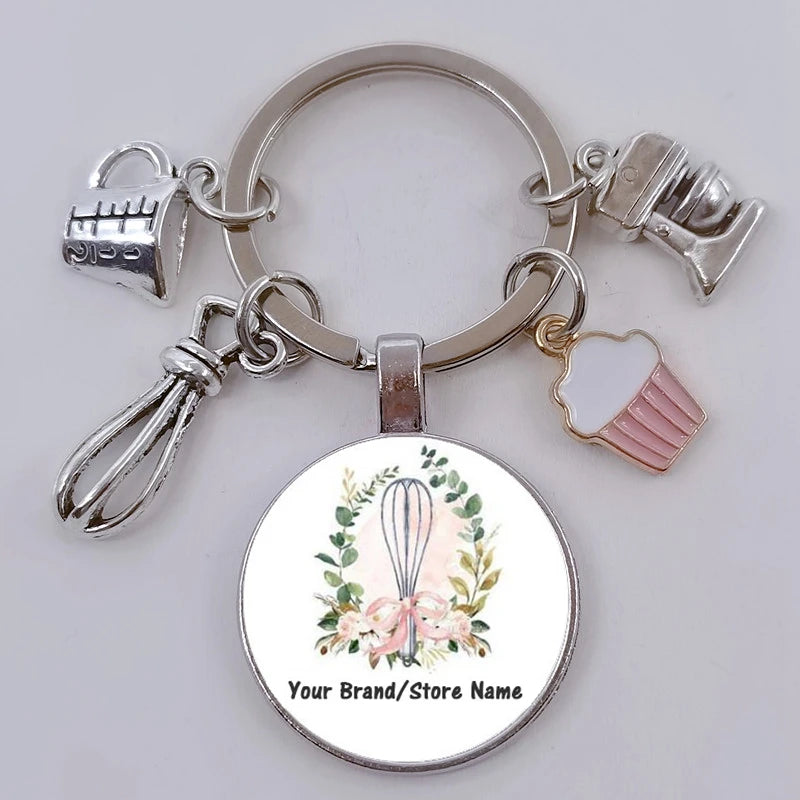 DIY Party Baking Cake Shop Keychain Baking Pastry Add Personality Customization With Store Name Keychain Jewelry Gifts