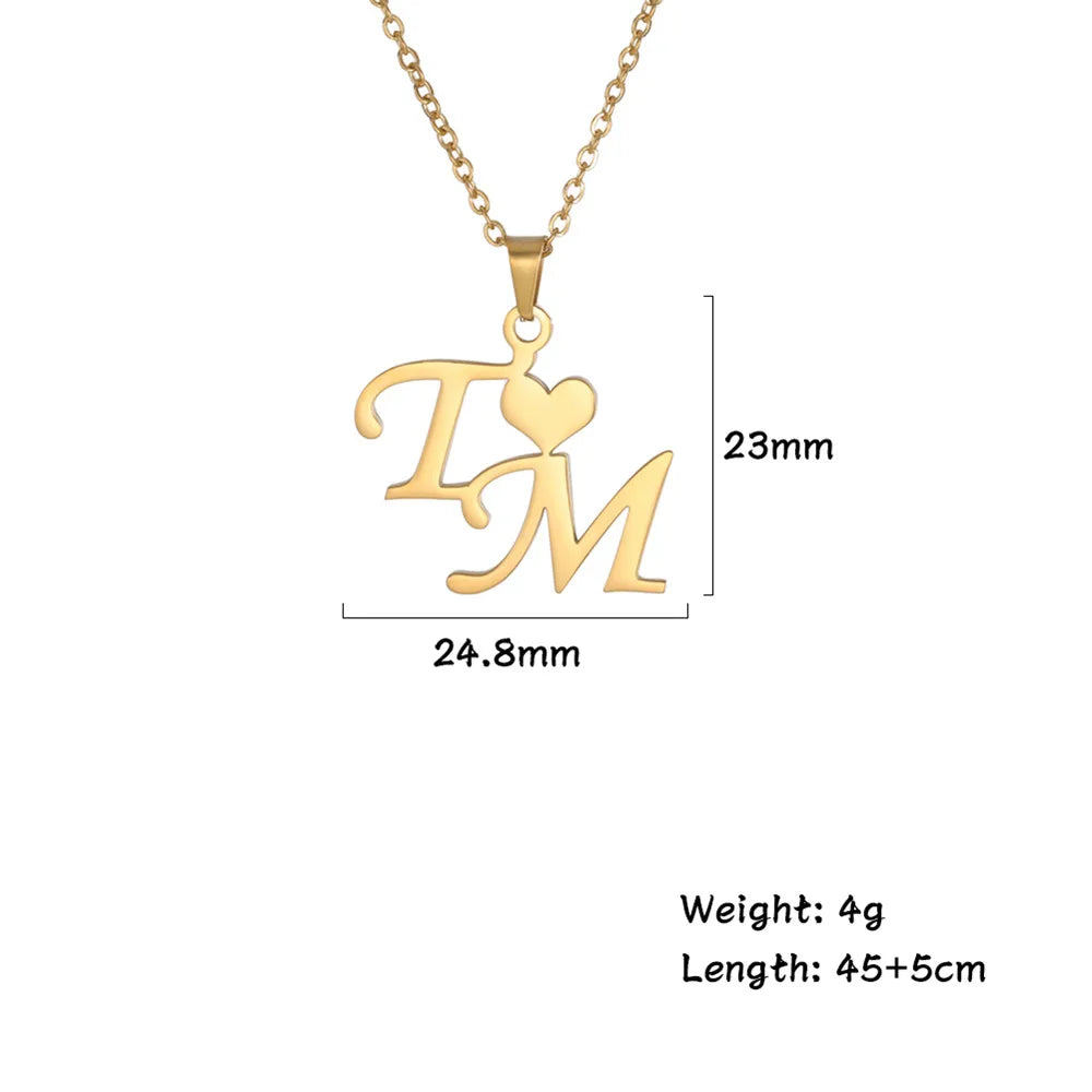 Lemegeton Personalized Name Necklace Custom Initial Letter Necklaces for Women - Stainless Steel Personalized Nameplate Gift Gold Style09-2