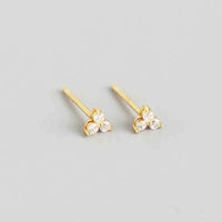 Elegant Sterling Silver Clover Earrings: Elevate Your Style Effortlessly Gold white zircon