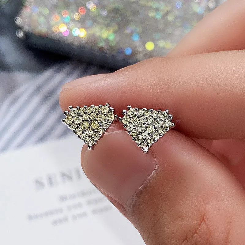 CAOSHI Women Chic Stud Earrings with Full Shiny Tiny Zirconia Daily Wearable Accessories Versatile Fresh Girl Wedding Jewelry