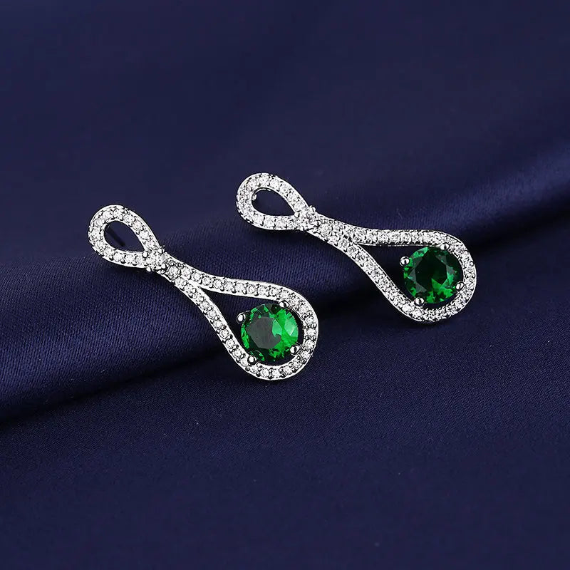 Chic Green Round Cubic Zirconia Stud Earrings for Women Simple Stylish Accessories Versatile Party Daily Wear Trendy Jewelry