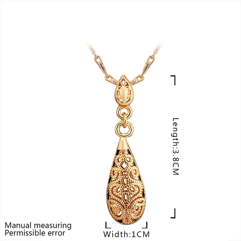 Garilina Exclusive Design Necklaces Engagement Fashion Jewelry Yellow Gold Overlay Pendant Necklace for Women Girls Wedding