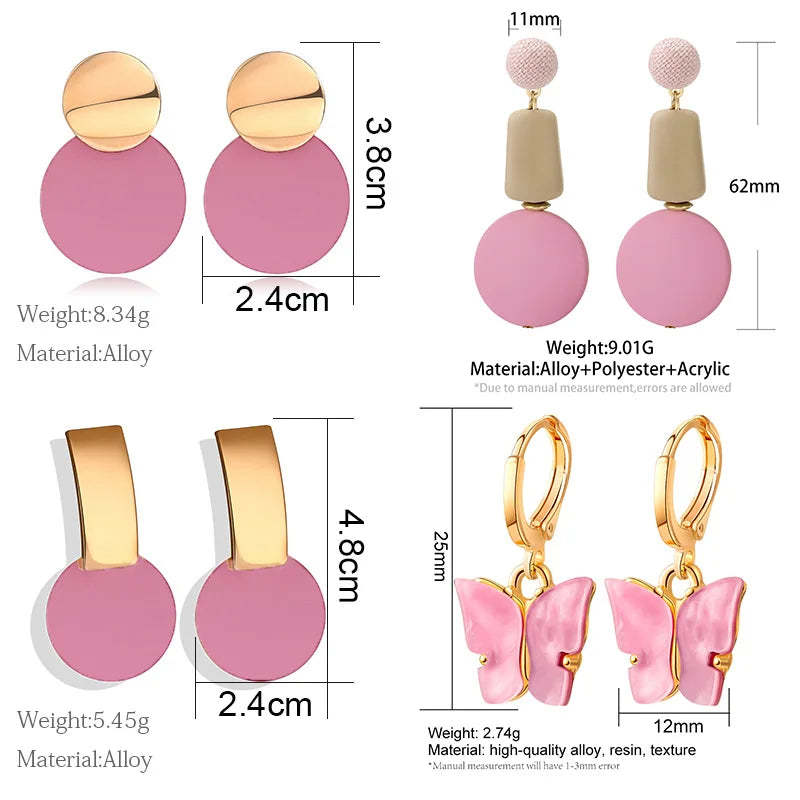 POXAM New Korean Statement Earrings for women Pink Sweet Arcylic Geometric Dangle Drop Earings Brincos 2020 New Fashion Jewelry