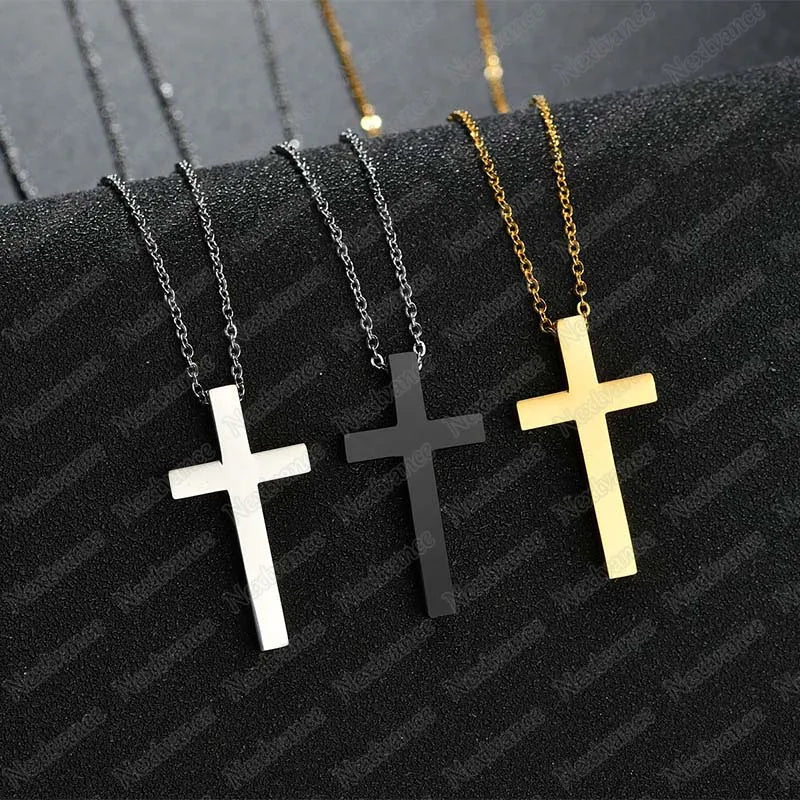 Nextvance Custom Personalized Cross Necklace Engraved Date Name Pendant Necklaces  For Stainless Steel Simple Jesus Jewelry