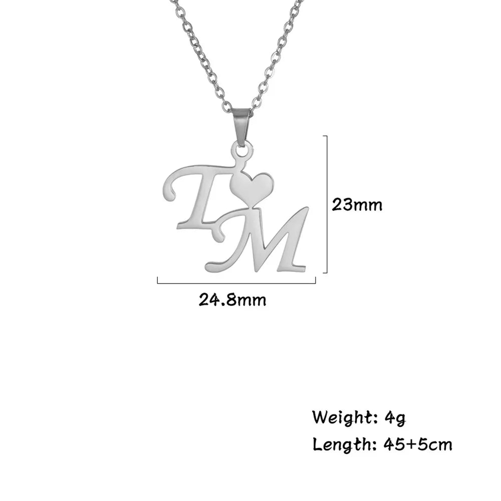 Lemegeton Personalized Name Necklace Custom Initial Letter Necklaces for Women - Stainless Steel Personalized Nameplate Gift