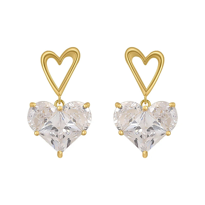 2023 New Exclusive Luxury Small Peach Heart Drop Earrings For Woman Korean Fashion Jewelry Wedding Party Girl's Unusual Earrings