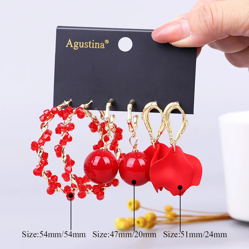 BOSI red set earrings fashion jewelry sets long earrings for women geometric drop earrings set 2020 acrylic boho earring cute cc
