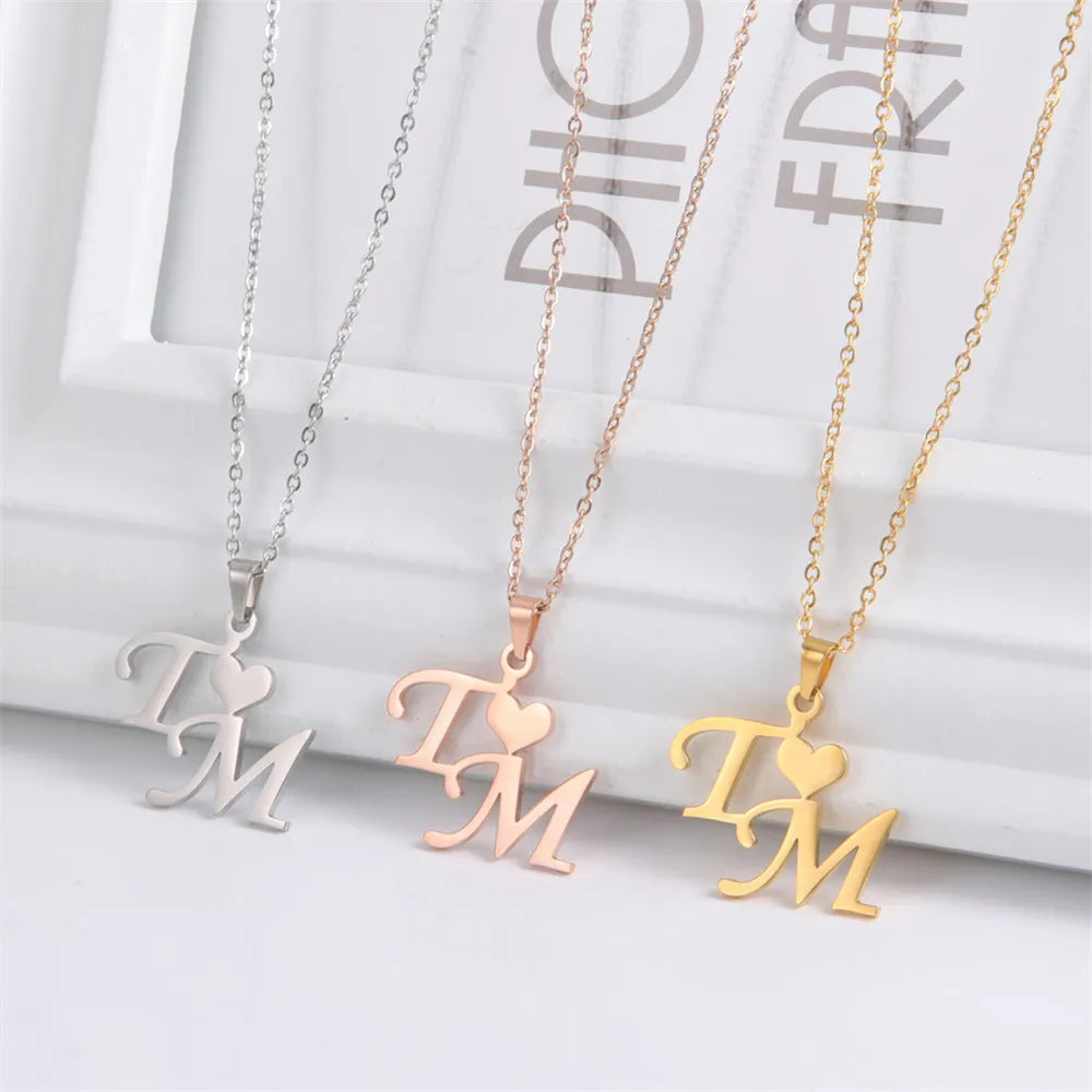 Lemegeton Personalized Name Necklace Custom Initial Letter Necklaces for Women - Stainless Steel Personalized Nameplate Gift