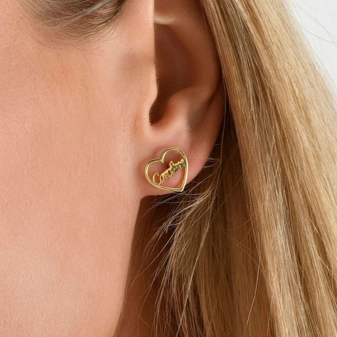 Custom Cute Small Heart Name Stud Earrings For Women Girl Jewelry Stainless Steel Gold Color Love Earrings Girlfriend Wife Gifts