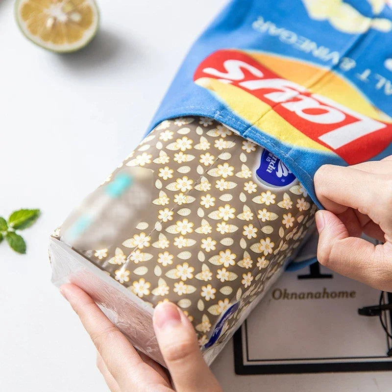 Creative Potato chip packaging bag style tissue box Living room facial tissue Bags Car Cute Paper box Household napkin paper box