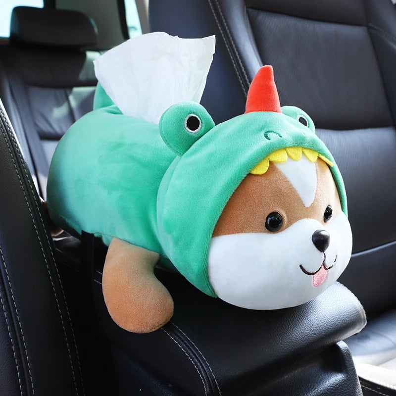 Monkey Tissue Holder for Car Plush Cartoon Dog Car Tissue Box Armrest Box