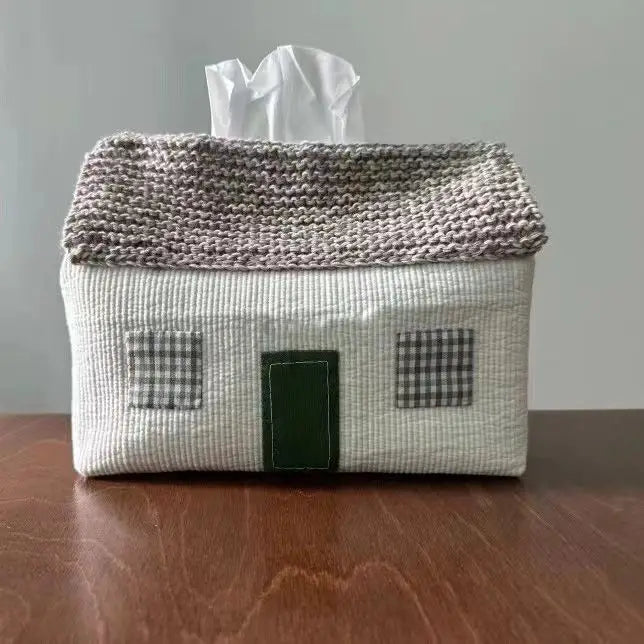 Cute Red Grey House Thickening Fabric Tissue Cover Tissue Storage Bag Creative Home Decoration Napkin Holder Kitchen Acceesories