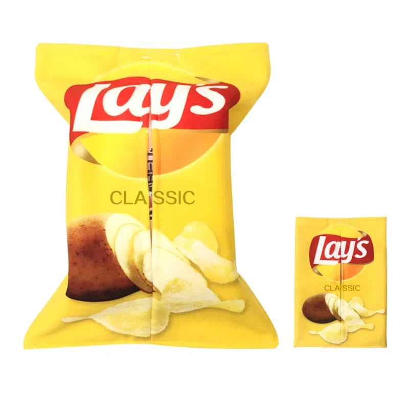 Creative Potato chip packaging bag style tissue box Living room facial tissue Bags Car Cute Paper box Household napkin paper box