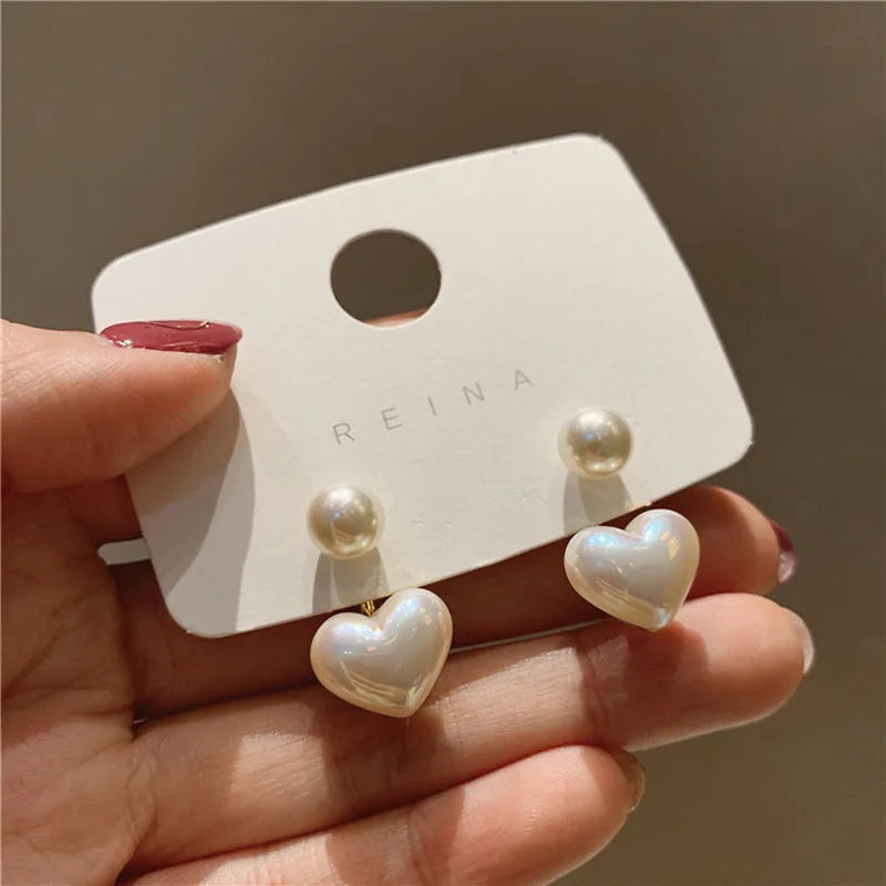 New Exquisite Fashion Simple Versatile Loveheart Pearl Earrings Romantic Wedding Commemorative Gift Outstanding Women's Jewelry