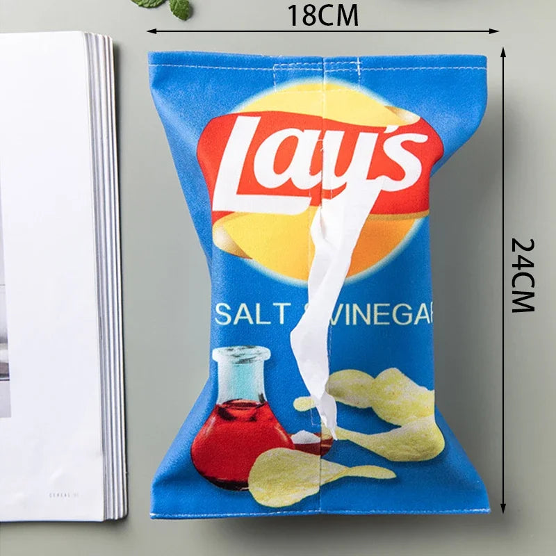 Creative Potato chip packaging bag style tissue box Living room facial tissue Bags Car Cute Paper box Household napkin paper box