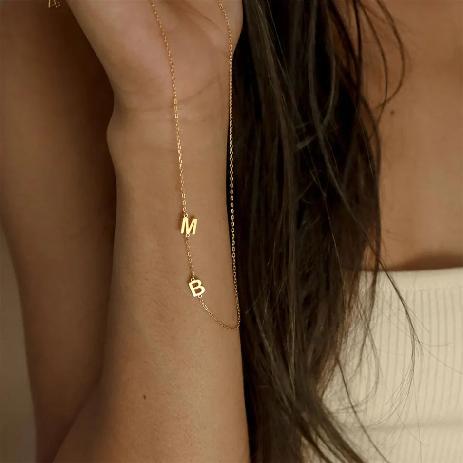 SUNIBI Custom Name Necklace for Woman 26 Letter Plain Pendant Choker Charm Patchwork Gold Color Necklace Women Fine Jewelry Gift