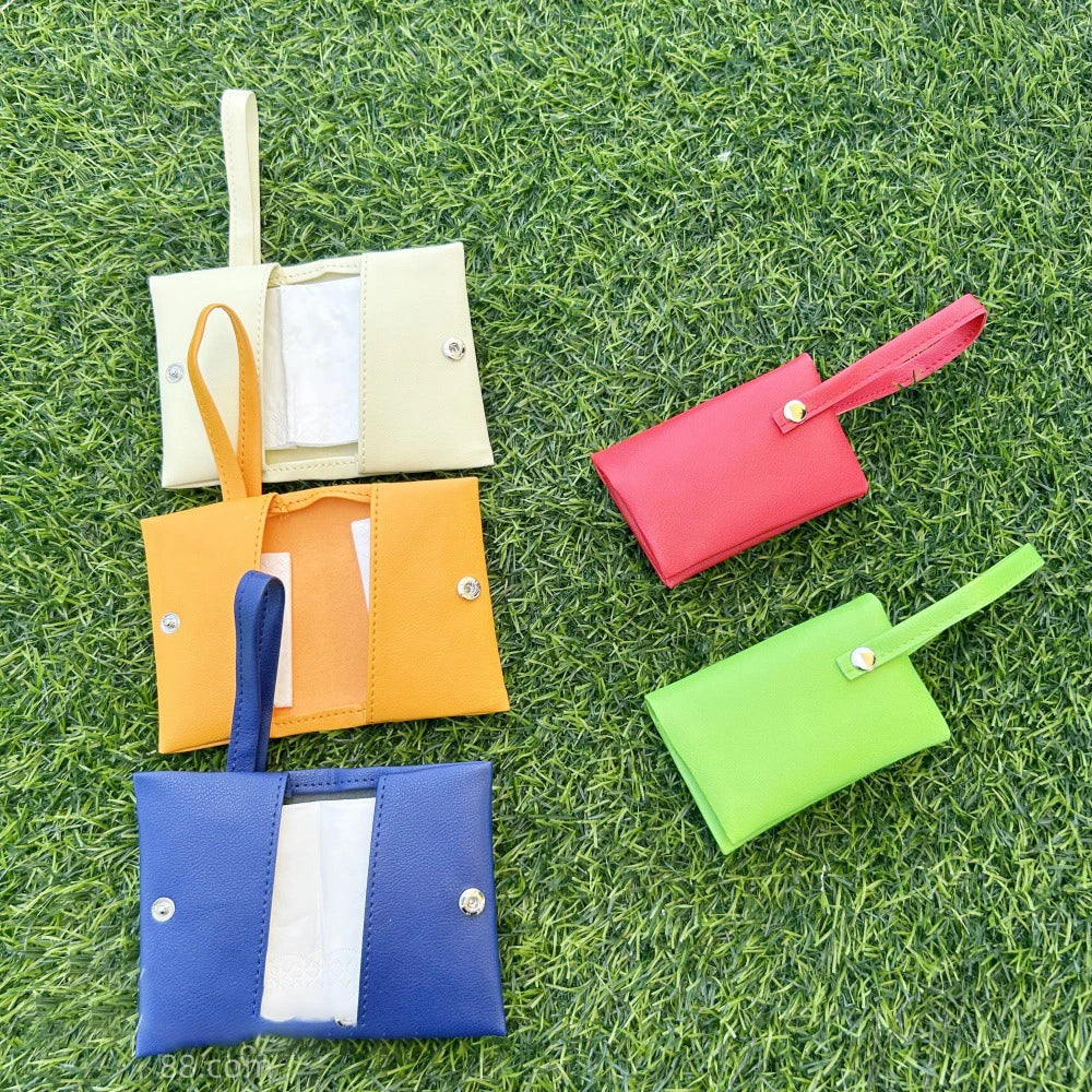 Pocket Tissue Bag Reusable Tissue Travel Pouch Tissue Storage Bag Paper PU Leather Case Sanitary Bags For Bathroom Small Items