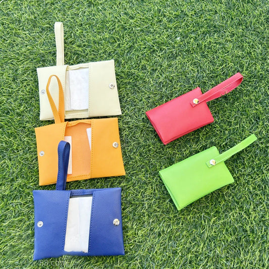 Pocket Tissue Bag Reusable Tissue Travel Pouch Tissue Storage Bag Paper PU Leather Case Sanitary Bags For Bathroom Small Items