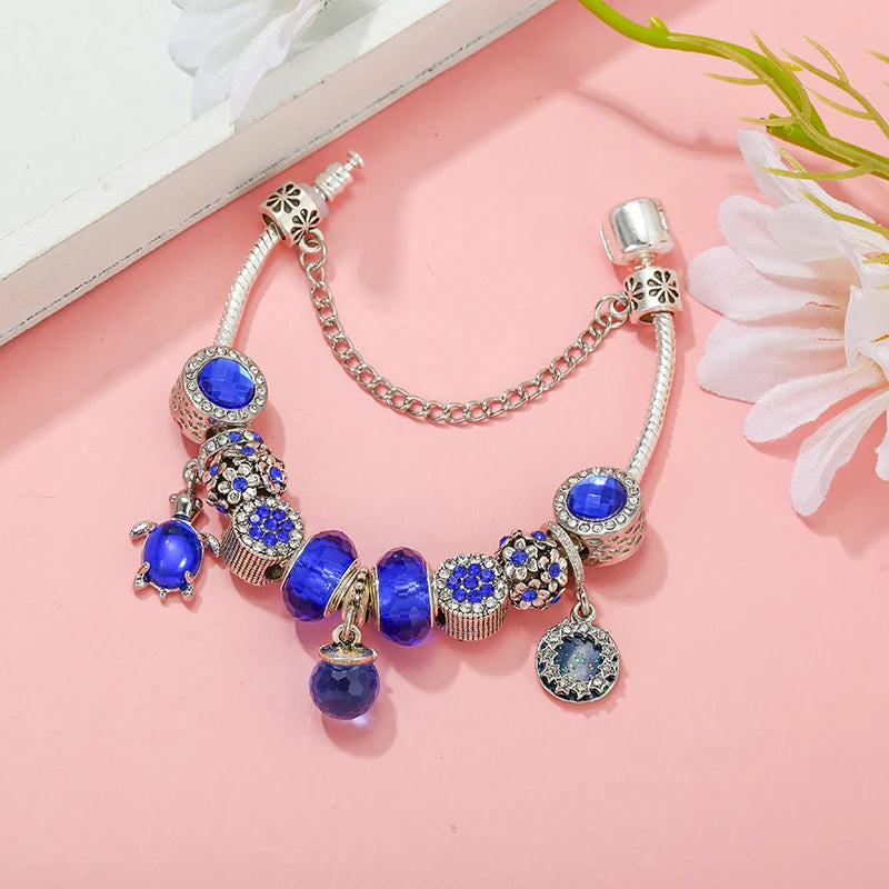 Blue Treasure Blue Ocean Charm Bead is an Original DIY Bracelet Suitable For Women And Men.Fashionable Jewelry Accessory Gift