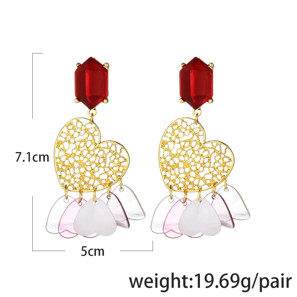 Creative Exquisite Exclusive Design Crystal Heart Love Pendant Earrings For Women Fashion Trend lady Birthday Gift Party Jewelry