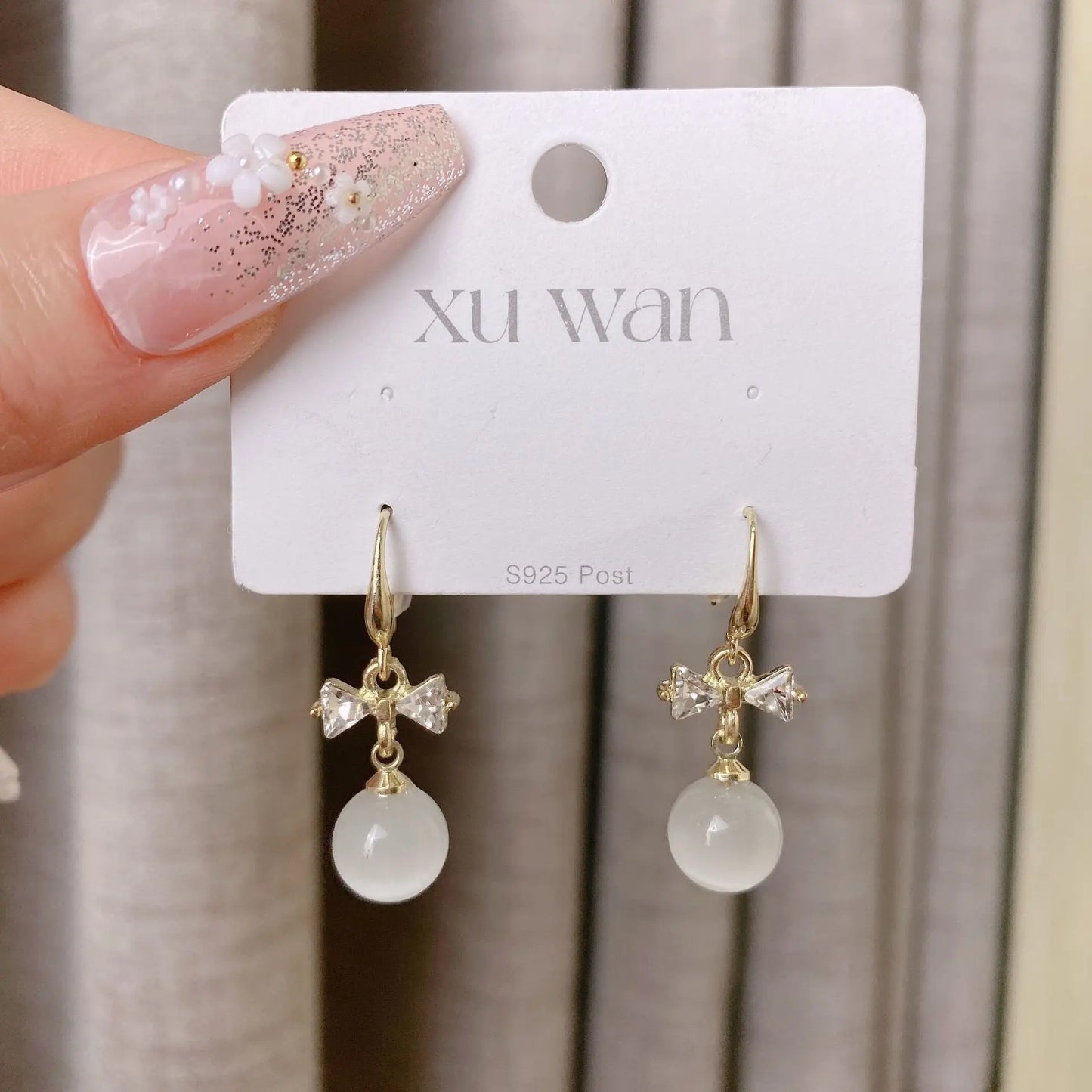 Korean Fashion Exquisite Pearl Bow Earrings Romantic Wedding Commemorative Gift Outstanding Women's Jewelry Women's Earrings