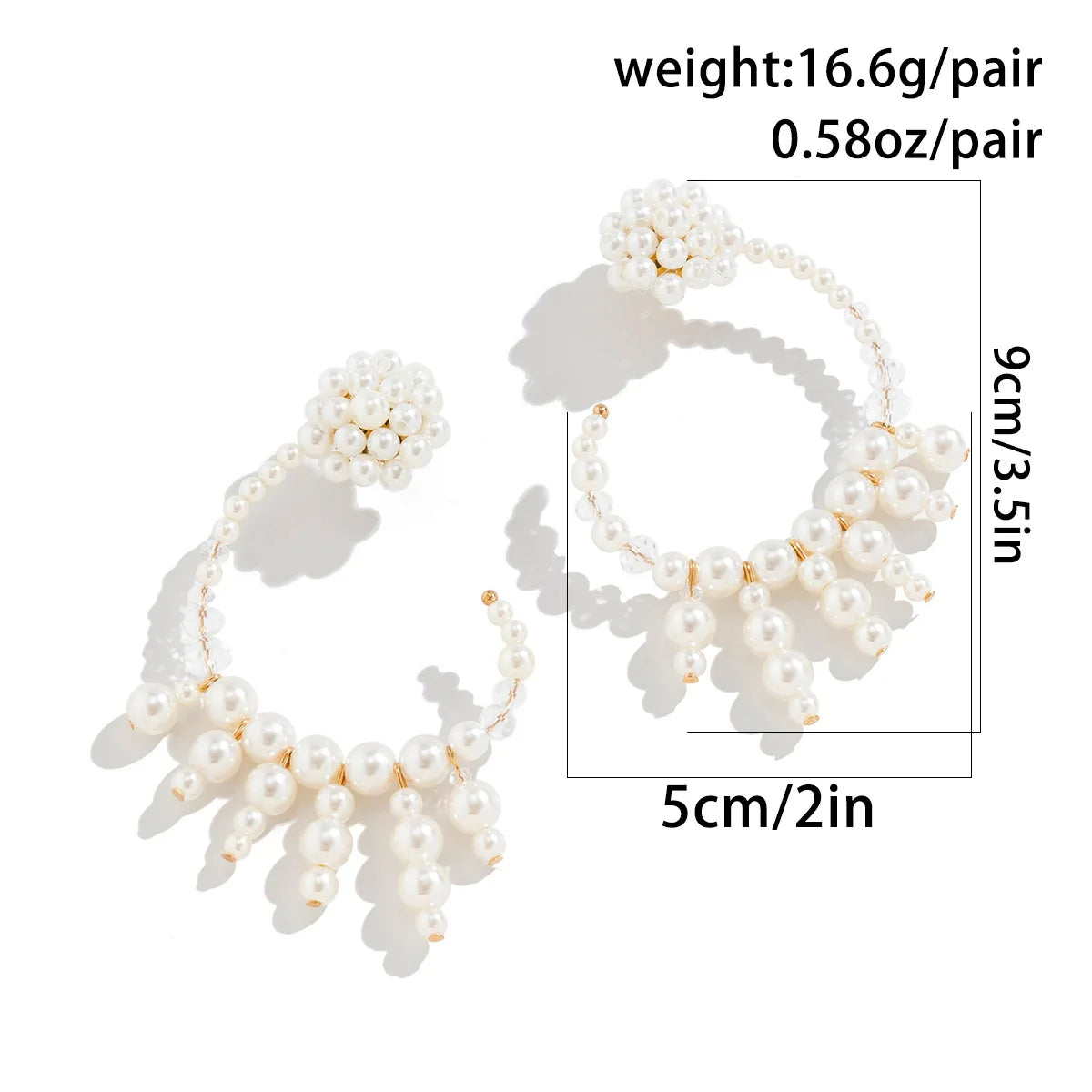 Women XXL Gold Silver Beaded Drop Earring Maxi Large Bold Statement Earrings With Pearl
