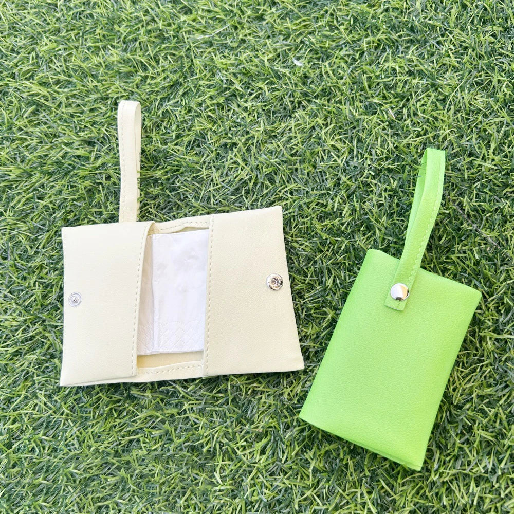 Pocket Tissue Bag Reusable Tissue Travel Pouch Tissue Storage Bag Paper PU Leather Case Sanitary Bags For Bathroom Small Items