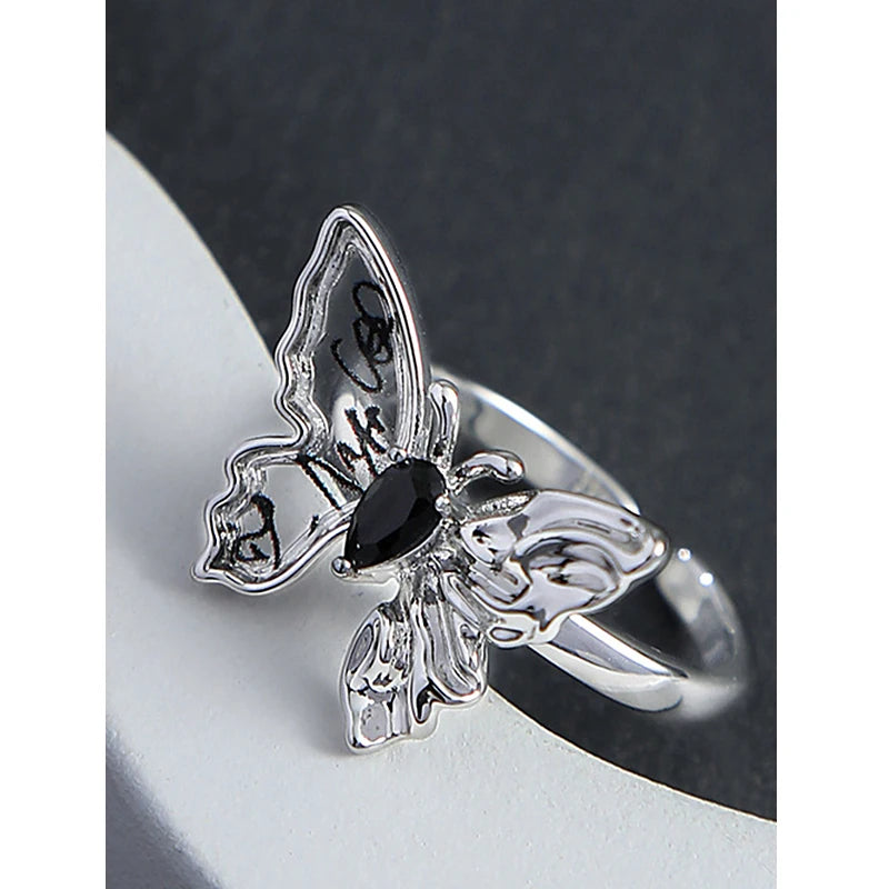 Eetit New Fashion Acrylic Glass Copper Metal Butterfly Adjustable Open Ring Statement Chic Daily Wear Finger Jewelry Gift кольцо