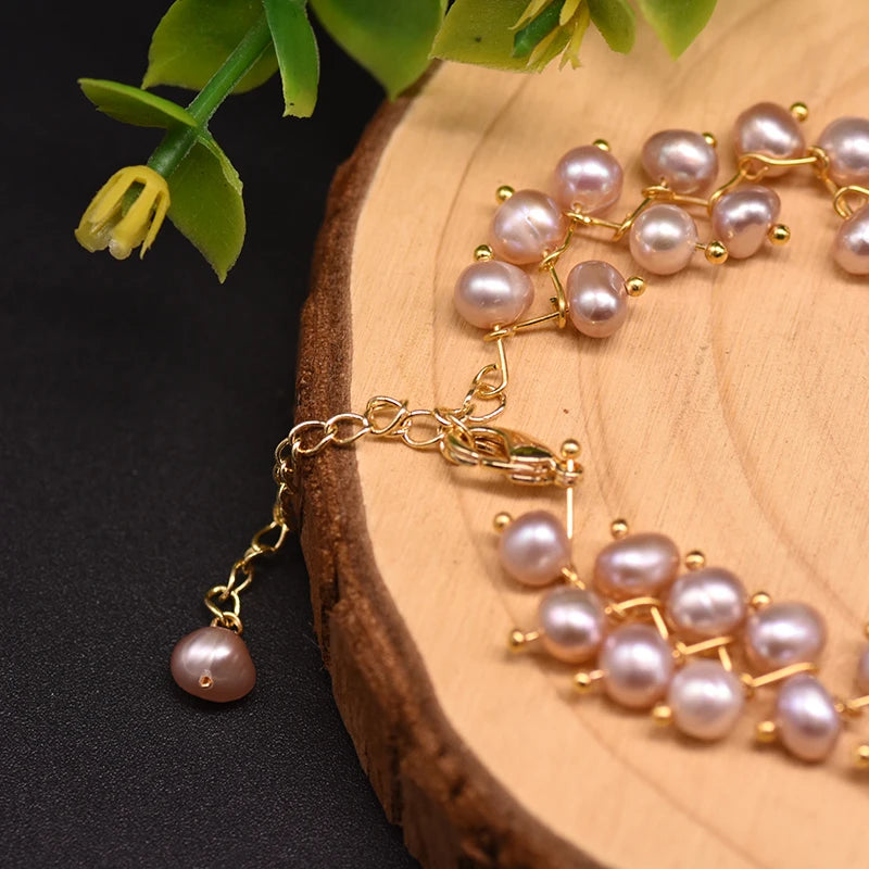 GLSEEVO Natural Pearls Drop Earrings Bracelet Necklace set Trend Fashion Luxury Minimalism Woman Jewelry Betrothal Banquet Gift