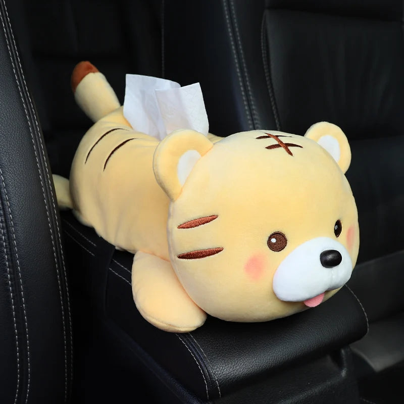 Monkey Tissue Holder for Car Plush Cartoon Dog Car Tissue Box Armrest Box