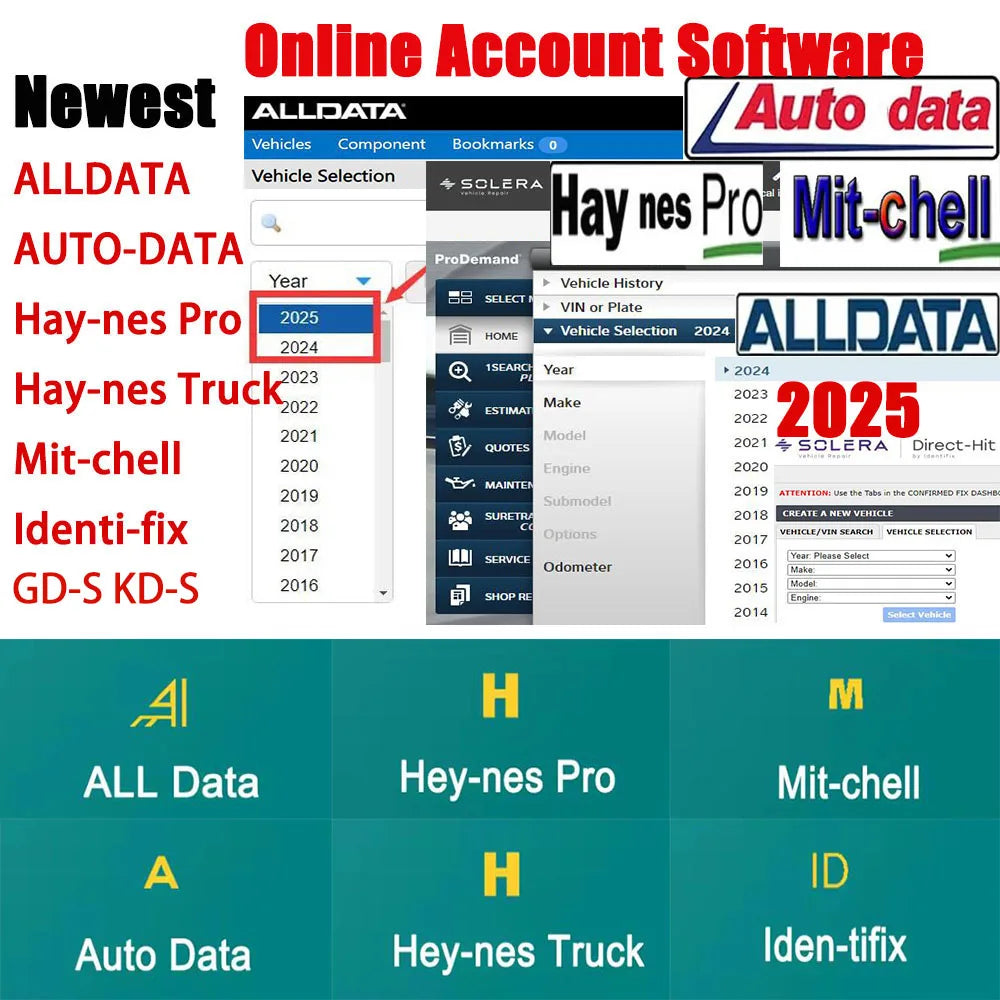 2025 Online Account for Alldata Auto-data Newest Car Repair Software for Auto Data All Data Hay-nes PRO Support Mobile/PC Login