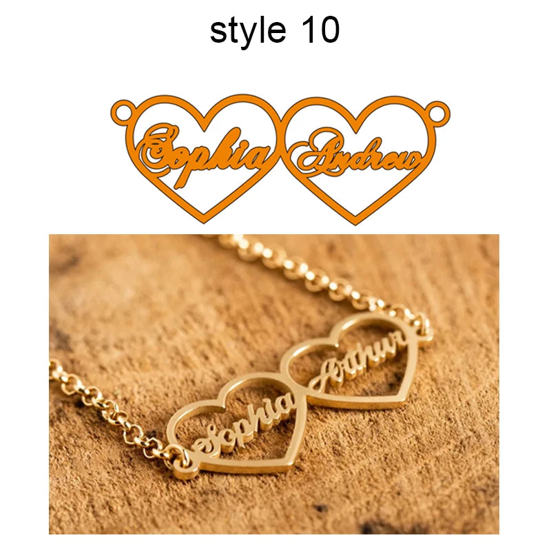 Custom Two Names Necklace with Heart Stainless Steel Couple Choker Personalized Jewelry Mother's Day Gift Women's Necklace Gift 10