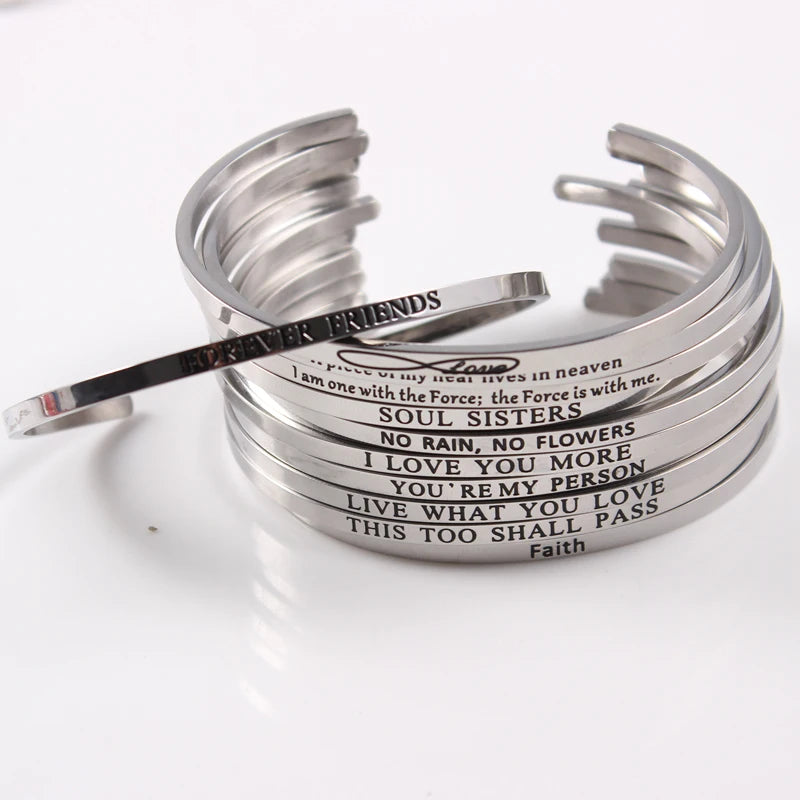 Customized Coordinate Engraved Name Text Bangle Personalized Bar Punk Stainless Steel Bracelet For Men Women Jewelry Gift