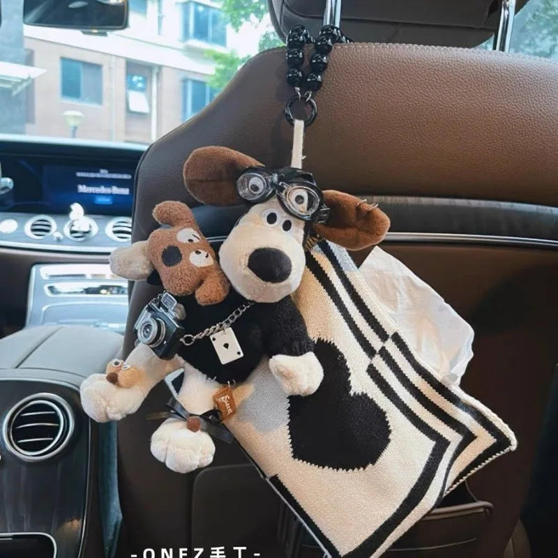 Car Tissue Boxes Multifunctional Hanging Large Capacity Tissue Bag Cute Dog Doll