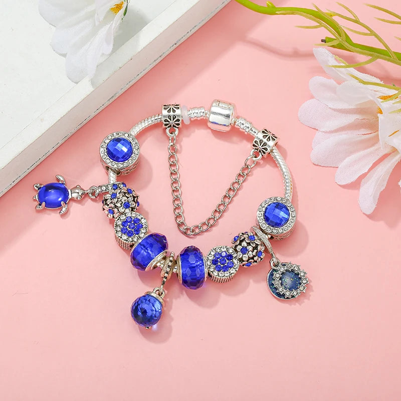Blue Treasure Blue Ocean Charm Bead is an Original DIY Bracelet Suitable For Women And Men.Fashionable Jewelry Accessory Gift