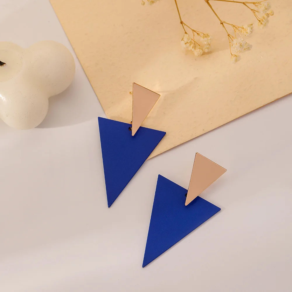 Geometric Triangle Earrings Metal Style Treasure Blue Paint Earrings For Women Fashion Party Dinner Ladies Jewelry