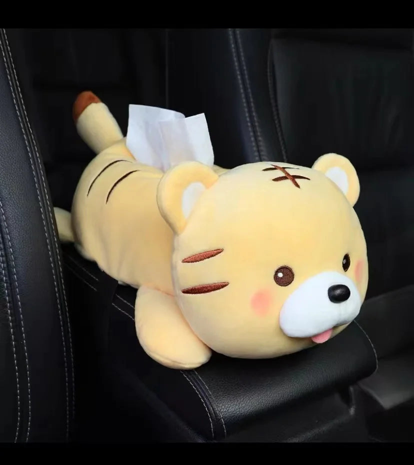 Monkey Tissue Holder for Car Plush Cartoon Dog Car Tissue Box Armrest Box