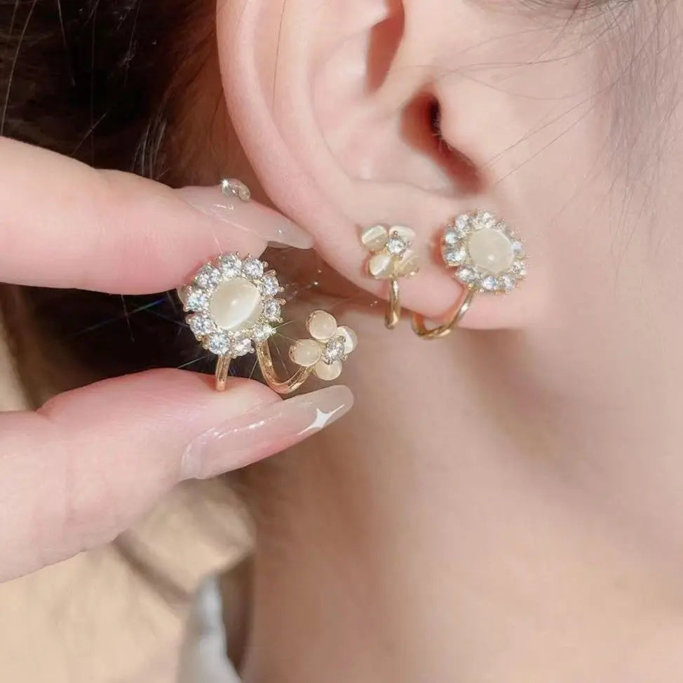 Korean Fashion Opal High Grade Flower Earrings Outstanding Women's Romantic Wedding Commemorative Gifts Jewelry and Jewelry